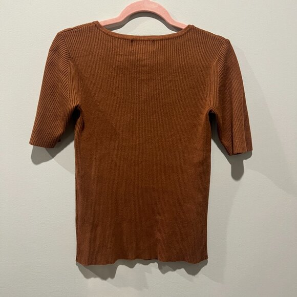 Premise Rust Ribbed Knit Tee (Size M) - Picture 5 of 6